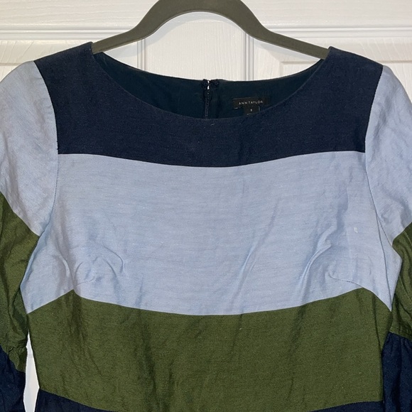 Ann Taylor | Linen Blend Rugby Stripe Dress | Size 0 - Picture 3 of 5